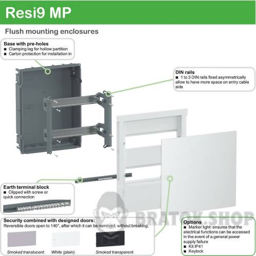 ЩИТ ВРІЗНИЙ Resi9 MP  ПРОЗОРІ ДВЕРІ 2 ШИНИ 24 МОДУЛІ (2 РЯДИ ПО 12 МОДУЛІВ) MIP22212T в Киеве