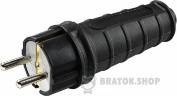 Вилка каучуковая прямая Schuko 16A 220V 2P+PE удлиненная АСКО-Укрем A0250010002 черный