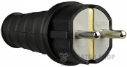 Вилка каучуковая прямая Schuko 16A 220V 2P+PE удлиненная АСКО-Укрем A0250010002 черный