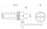 Вилка каучуковая прямая Schuko 16A 220V 2P+PE удлиненная АСКО-Укрем A0250010002 черный