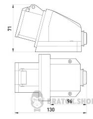 Силова розетка стаціонарна e.socket.pro.5.16, 5п., 380В, 16А (115)