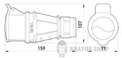 Силовая розетка переносная 3Р+N+Z, 400В, 32А, IP44 безвинтовая