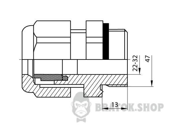 Кабельний ввід латунний e.met.pg.stand.36 s051014 у Києві