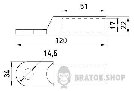 Мідний кабельний наконечник e.end.stand.dt.150