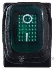 KCD1-2-101NW GR/B 220V Перемикач 1 клав. вологозах. зелений з підсвічуванням