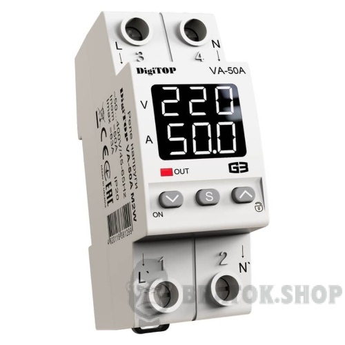 Реле напряжения 50А DigiTOP VA-50А M2W контроль тока в Сумах