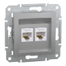 Розетка компьютерная RJ45 UTP 5E двойная Schneider Electric Asfora алюминиевый EPH4400161