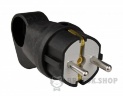 Вилка каучуковая угловая Schuko 16A 220V 2P+PE с кольцом АСКО-Укрем A0250010016 черный