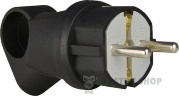 Вилка каучуковая угловая Schuko 16A 220V 2P+PE с кольцом АСКО-Укрем A0250010016 черный