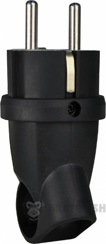 Вилка каучуковая угловая Schuko 16A 220V 2P+PE с кольцом АСКО-Укрем A0250010016 черный