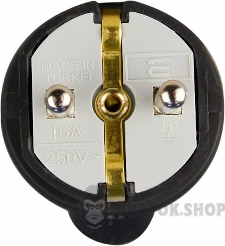 Вилка каучуковая угловая Schuko 16A 220V 2P+PE с кольцом АСКО-Укрем A0250010016 черный