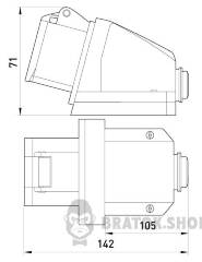 Силова розетка стаціонарна e.socket.pro.5.32, 5п., 380В, 32А (125)
