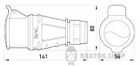 Силовая розетка переносная 3Р+Z, 400В, 16А, IP44 безвинтовая 134S в Киеве