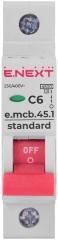 Модульний автоматичний вимикач e.mcb.stand.45.1.C6, 1р, 6А, C, 4,5 кА