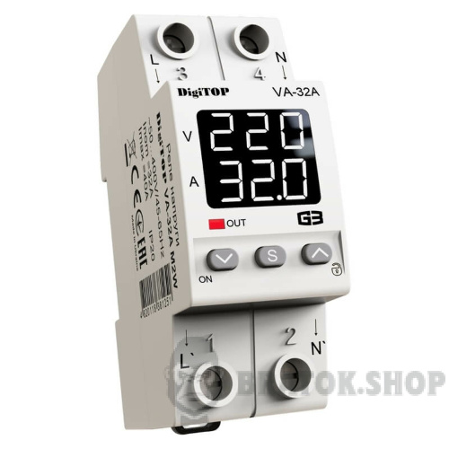 Реле напряжения 32А DigiTOP VA-32А M2W контроль тока в Сумах
