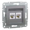 Розетка комп'ютерна RJ45 UTP 5E подвійна Schneider Electric Asfora сталь EPH4400162