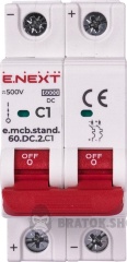 Модульний автоматичний вимикач e.mcb.stand.60.DC.2.C1, 2р, 1А, C, 6кА, DC