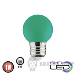 Светодиодная лампа E27 1Вт G45 Horoz Electric RAINBOW зеленая