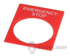 Табличка маркувальна EMERGENCY STOP червона прямокутна для кнопок XB2
