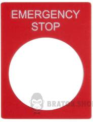 Табличка маркувальна EMERGENCY STOP червона прямокутна для кнопок XB2