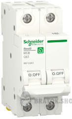 Автоматичний вимикач 2P 63A C 6кА Schneider Electric Resi9 (R9F12263)