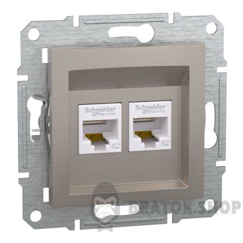 Розетка компьютерная RJ45 UTP 5E двойная Schneider Electric Asfora бронза EPH4400169