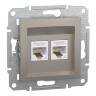 Розетка компьютерная RJ45 UTP 5E двойная Schneider Electric Asfora бронза EPH4400169