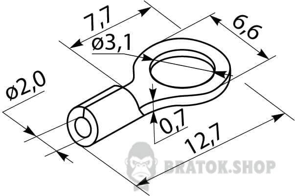 Наконечник под кольцевой болт с изоляцией 2.5 мм АСКО-Укрем RV-2-3,2 A0060030045 в Киеве