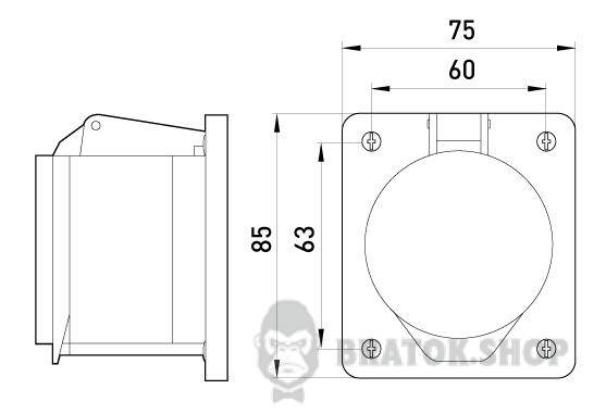 Силова розетка, що вбудовується e.socket.pro.4.16.wall, 4п., 380В, 16А (414) p012012 у Києві