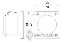 Силова розетка, що вбудовується e.socket.pro.4.16.wall, 4п., 380В, 16А (414)