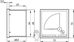 Амперметр щитовой e.meter72.a.body АС X/5A трансформаторное включение 72х72мм