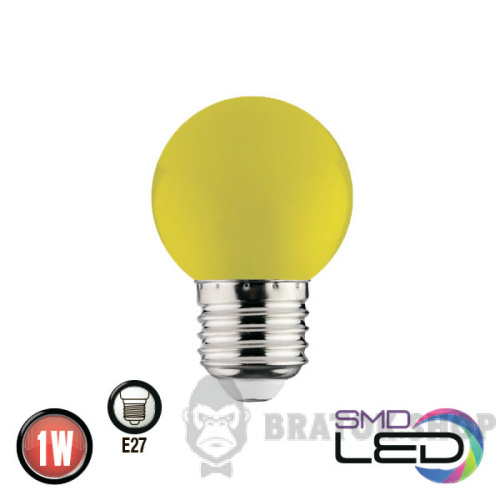 Світлодіодна лампа E27 1Вт G45 Horoz Electric RAINBOW жовта