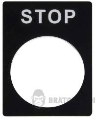 Табличка маркувальна STOP чорна для кнопок XB2