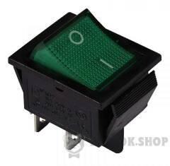 KCD2-201N GR/B 220V Перемикач 1 клав. зелений з підсвічуванням