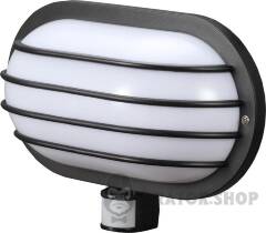 Светильник настенный с датчиком движения e.sensor.lum.69.e27.black(черный) 180°, IP44