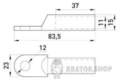 Мідний кабельний наконечник e.end.stand.dt.b70