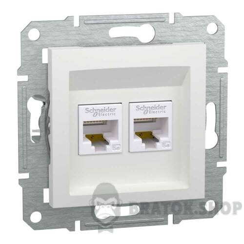 Розетка компьютерная RJ45 UTP 5E двойная Schneider Electric Asfora белый EPH4470121