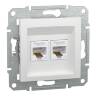 Розетка компьютерная RJ45 UTP 5E двойная Schneider Electric Asfora белый EPH4470121