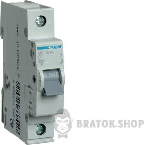 Автоматический выключатель 1P 1A C 6kA Hager MC101A в Сумах