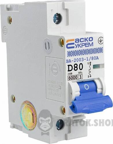 Автоматический выключатель 1p 80A D 6kA АСКО-УКРЕМ ВА-2003 A0010030008