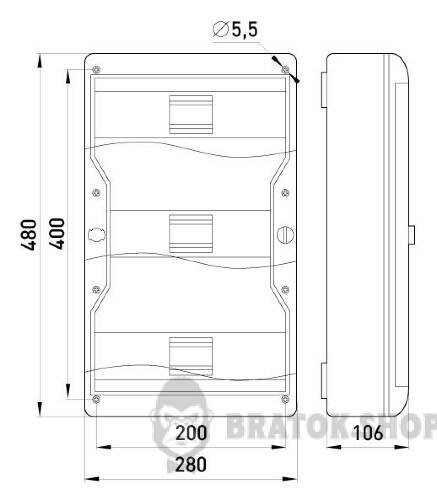 Корпус пластиковый, навесной (NT) 37-модульный, трехрядный, IP 40 6671-137 в Киеве