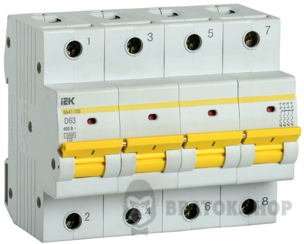 Автоматический выключатель 4P D 15кА IEK ВА47-150 в Сумах