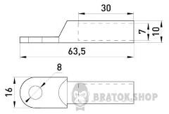 Мідний кабельний наконечник e.end.stand.dt.b25