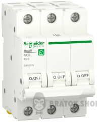 Автоматический выключатель 3P 25A C 6кА Schneider Electric Resi9 (R9F12325)