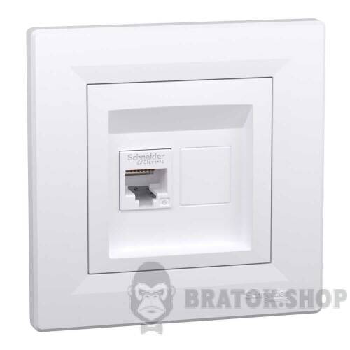 Розетка комп'ютерна RJ45 UTP 6E одинарна Schneider Electric Asfora білий EPH4700121 у Сумах