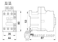 Контактор e.industrial.ukc.12.220, 12А, 220В, no+nc