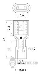Наконечник-з'єднувач ізольований серії FN e.terminal.stand.fdfn1.25.250.red (fn.f.0,5.1,5) 0,5-1,5 кв.мм "мама", 100шт