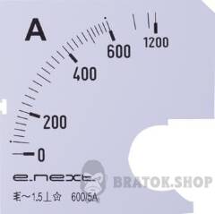 Шкала до амперметра щитового e.meter72.a600.scale АС 600А 72х72мм