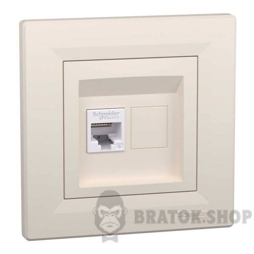 Розетка комп'ютерна RJ45 UTP 6E одинарна Schneider Electric Asfora кремовий EPH4700123 у Сумах