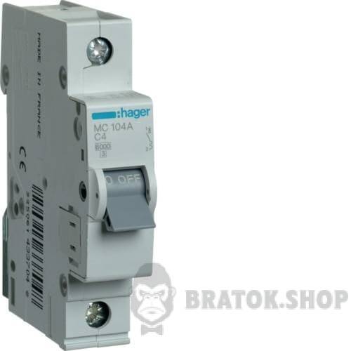 Автоматический выключатель 1P 4A C 6kA Hager MC104A в Сумах